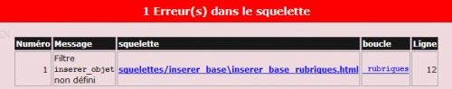 inserer filtre erreur